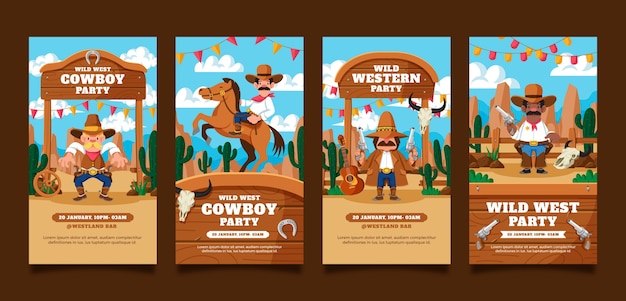 Cowboy-party-event instagram-geschichten-sammlung