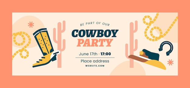 Kostenloser Vektor cowboy-party-event-social-media-cover-vorlage