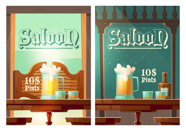 Cowboy-saloon-cartoon-poster, wild-west-taverne
