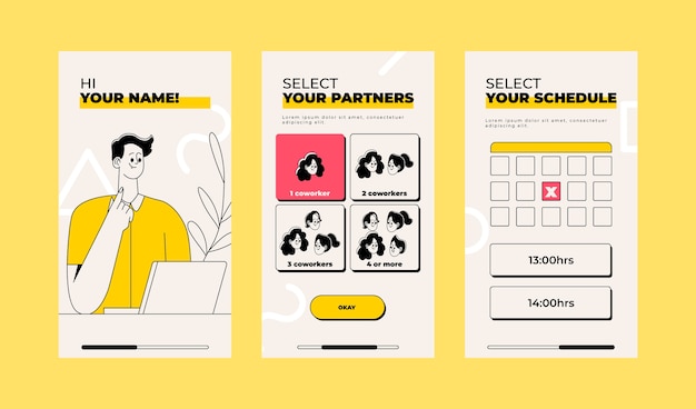 Coworking-App-Vorlage im flachen Design