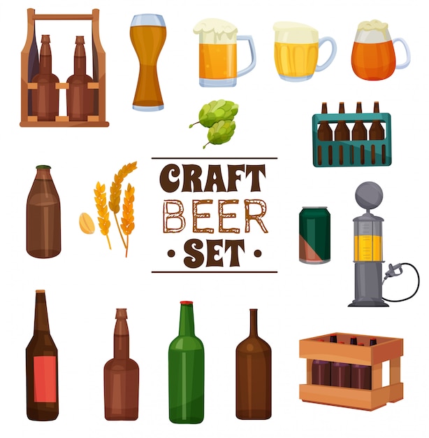 Kostenloser Vektor craft beer illustration set