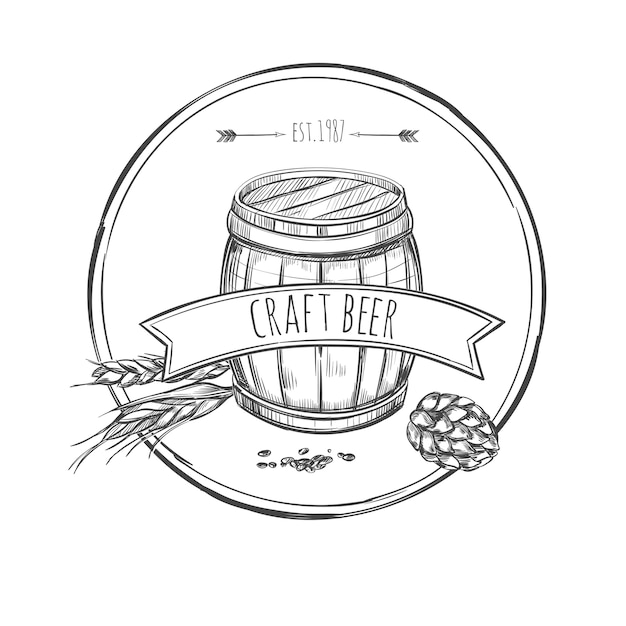 Kostenloser Vektor craft beer sketch concept