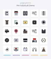 Kostenloser Vektor creative cenima 25 line filled icon pack wie podium conference cinema movie reel filmrolle