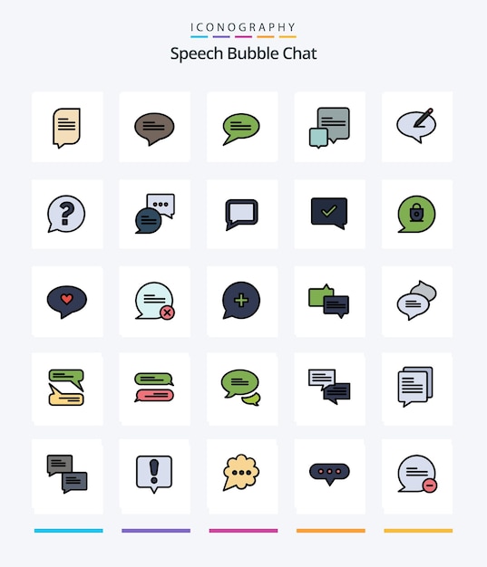 Creative chat 25 line filled icon pack wie nachrichten-chat-chat-mail-chat