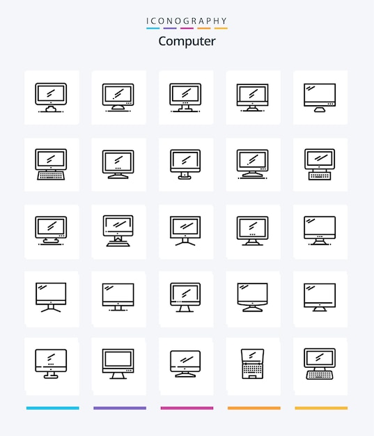 Creative Computer 25 OutLine Icon Pack, z. B. ein Layer-1-Laptop-PC-Gerät