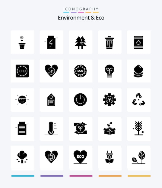 Creative Environment und Eco 25 Glyph Solid Black Icon Pack wie Power Environment Energy Merry Environment