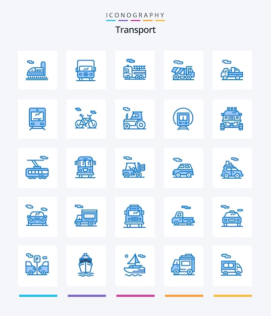 Creative Transport 25 Blue Icon Pack wie Fahrradtransport Quad-Transporttransport