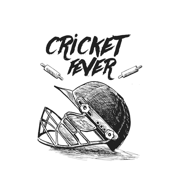 Kostenloser Vektor cricket-fieber-freihandskizze-grafikdesign-vektorillustration