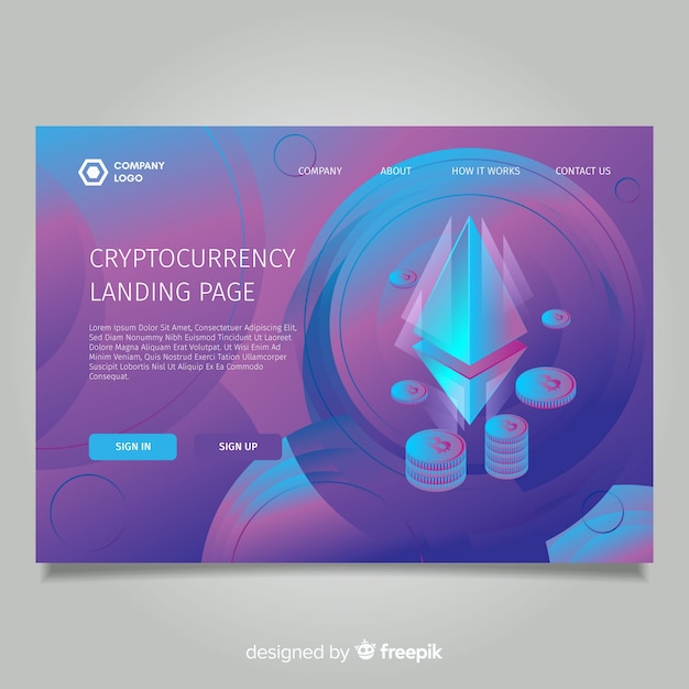 Kostenloser Vektor cryptocurrency landing page