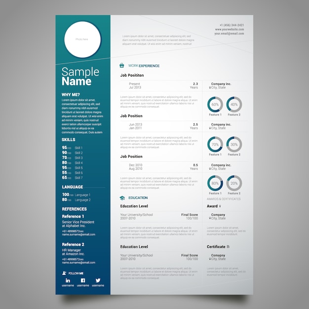 Kostenloser Vektor curriculum template-design