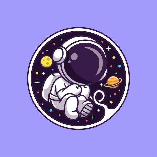 Kostenloser Vektor cute astronaut in space logo cartoon vector icon illustration wissenschaft technologie isoliert flach