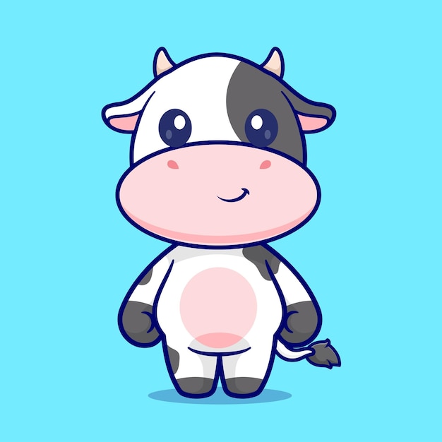 Cute cow standing cartoon vector icon illustration tier natur icon isolierte flache vektor