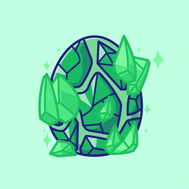 Kostenloser Vektor cute egg green diamond element cartoon vector icon illustration tier objekt icon konzept isoliert