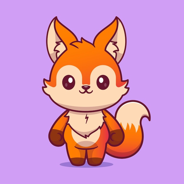 Kostenloser Vektor cute fox standing cartoon vector icon illustration tier natur icon isolierte flache vektor