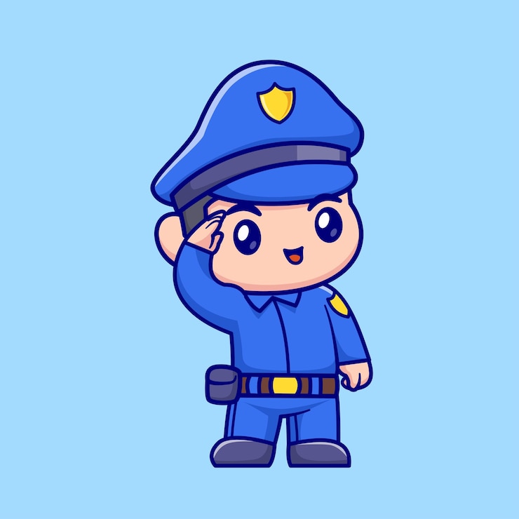 Kostenlose Vektor cute police respect cartoon vector icon illustration menschen beruf icon isolierte flache vektor