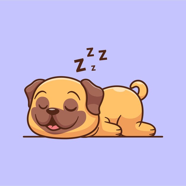 Cute Pug Dog Sleeping Cartoon Vector Icon Illustration Tier Natur Icon Isolierte flache Vektor