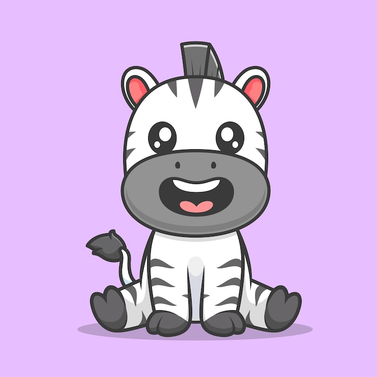 Kostenlose Vektor cute zebra sitting cartoon vector icon illustration tier natur icon isolierte flache vektor