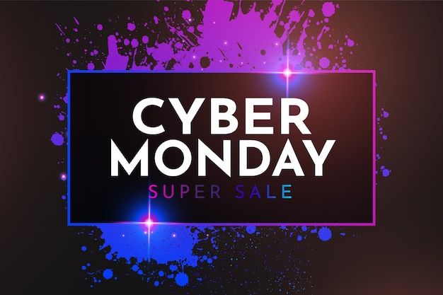 Cyber monday sale mit buntem splash banner