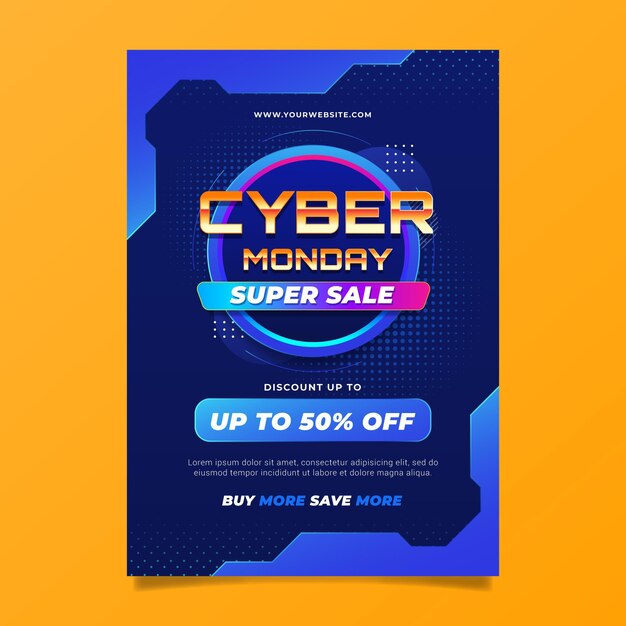 Cyber Monday vertikale Postervorlage mit Farbverlauf