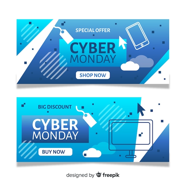 Kostenloser Vektor cyber montag banner im flachen design