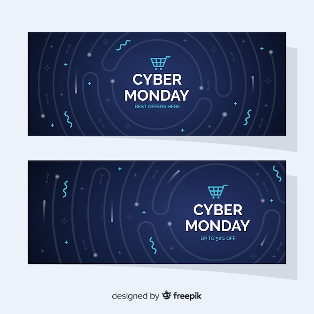 Cyber montag banner im flachen design