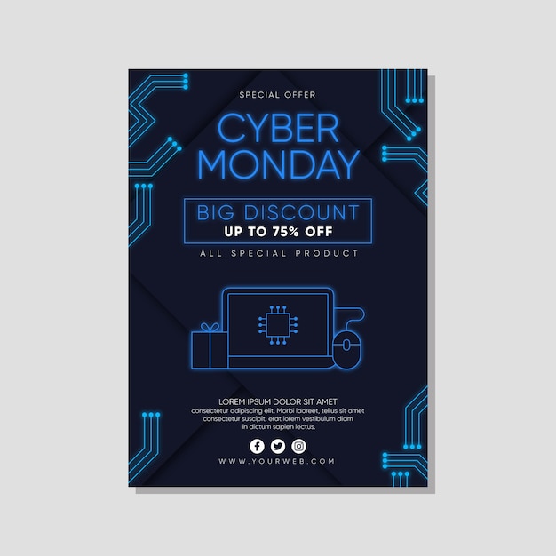 Kostenloser Vektor cyber montag flyer