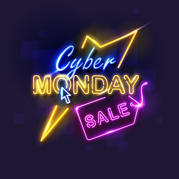 Cyber-montag-konzept mit neondesign