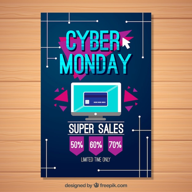 Cyber ​​montag plakat im flachen design