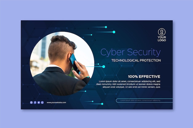 Kostenloser Vektor cyber security banner vorlage