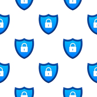 Cyber-sicherheitsvektorlogo mit schild- und sperrmuster sicherheitsschild-konzept internetsicherheit