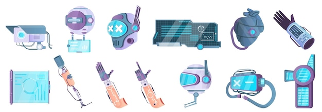 Cyberpunk-Technologie-Icon-Set