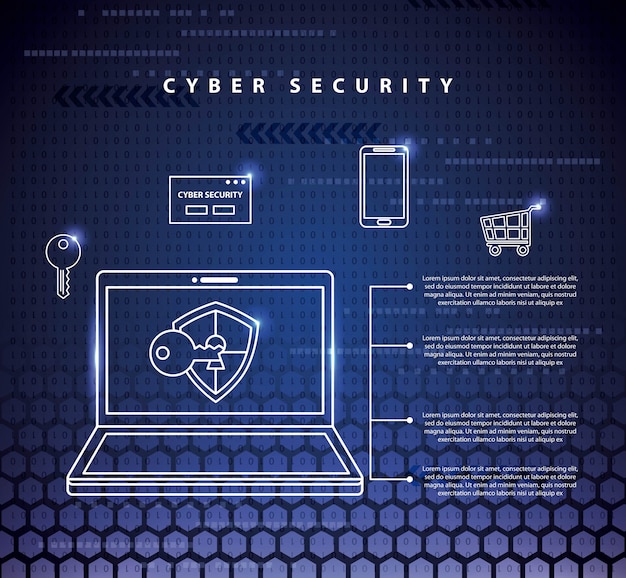 Kostenloser Vektor cybersicherheitstechnologieillustration