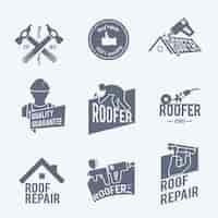 Kostenloser Vektor dachreparatur logo-vorlagen sammlung