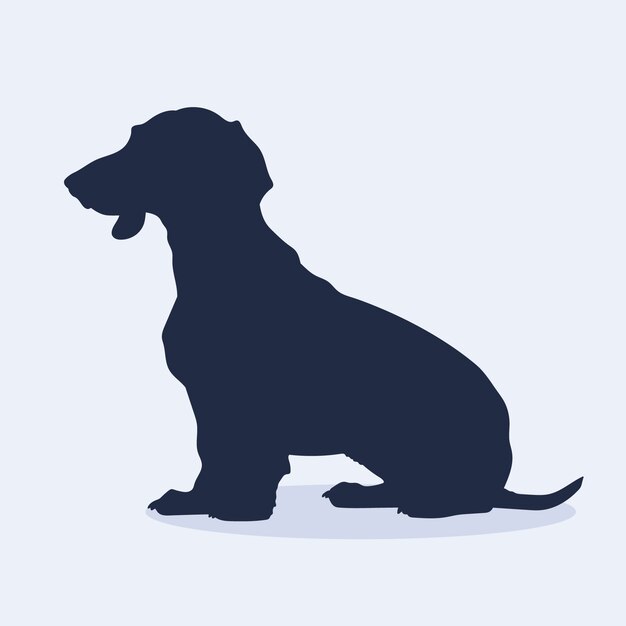 Dackelschattenbildillustration des flachen Designs