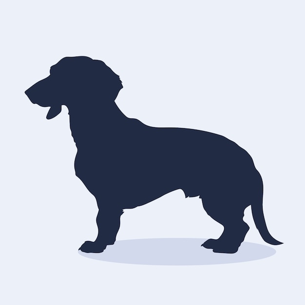Dackelschattenbildillustration des flachen Designs