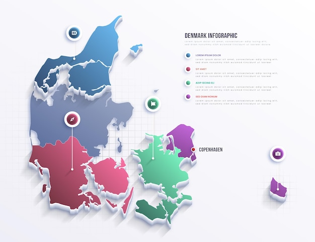 Kostenloser Vektor dänemark karte infografik