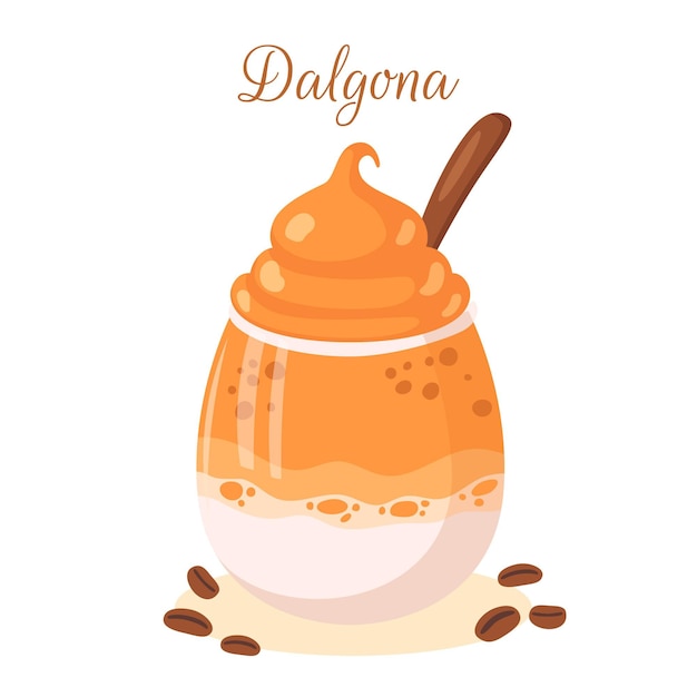 Kostenloser Vektor dalgona kaffee illustration