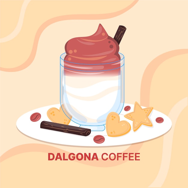 Kostenloser Vektor dalgona kaffee illustration