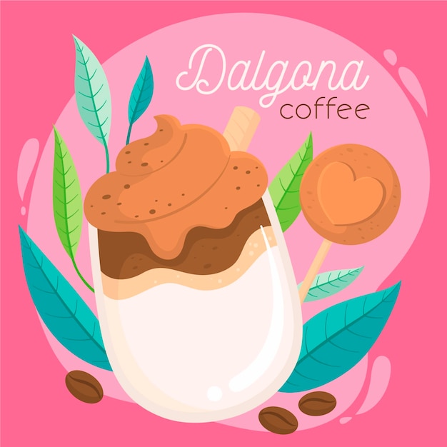 Kostenloser Vektor dalgona kaffee illustration