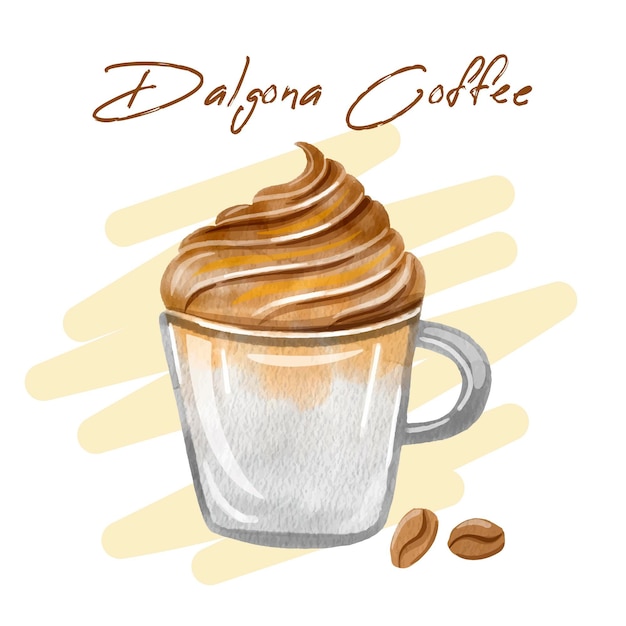 Kostenloser Vektor dalgona kaffee illustration