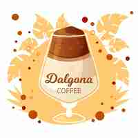 Kostenloser Vektor dalgona kaffeeillustration mit glas