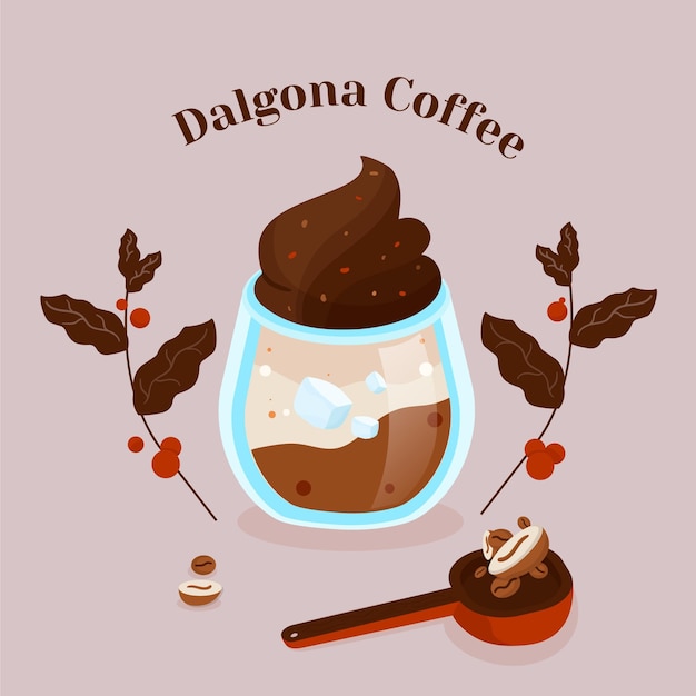 Kostenloser Vektor dalgona kaffeeillustrationskonzept