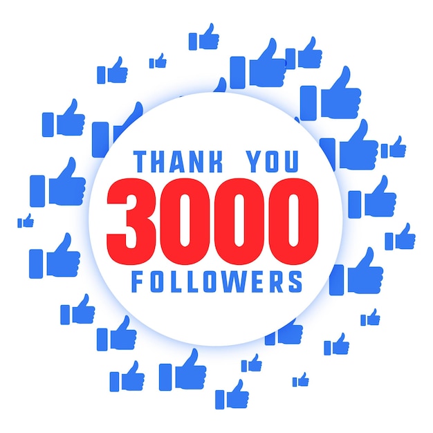 danke 3k oder drei tausend Anzahl Follower Vorlage mit Likes Zeichen Vektor