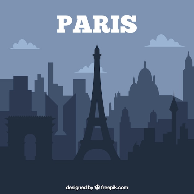 Kostenloser Vektor dark paris skyline design