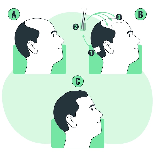 Kostenloser Vektor darstellung des haartransplantationskonzepts
