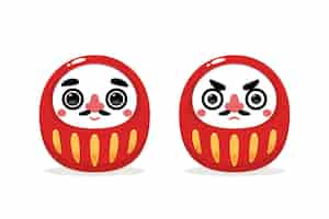 Kostenloser Vektor daruma-puppe. japanische puppe. isolierte vektorillustration