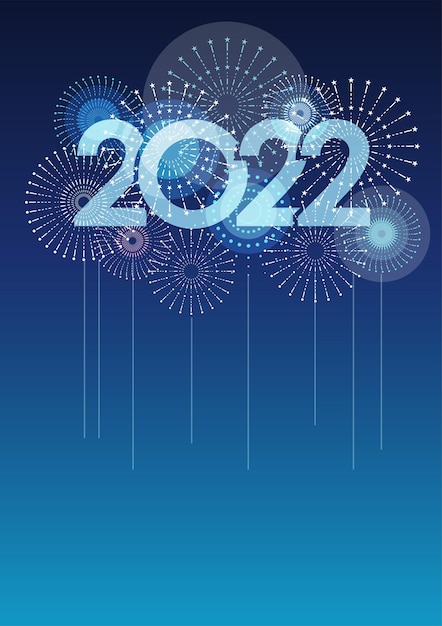 Das jahr 2022 vektor-logo und feuerwerk mit textraum