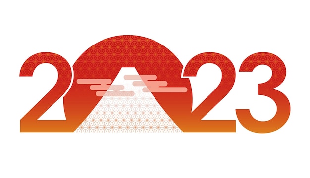 Das jahr 2023 neujahrsgruß-symbol mit mt. fuji-vektor-illustration