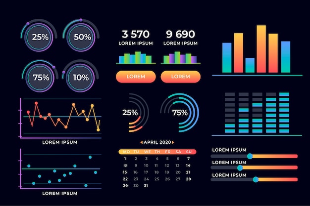 Kostenloser Vektor dashboard-elementsammlung