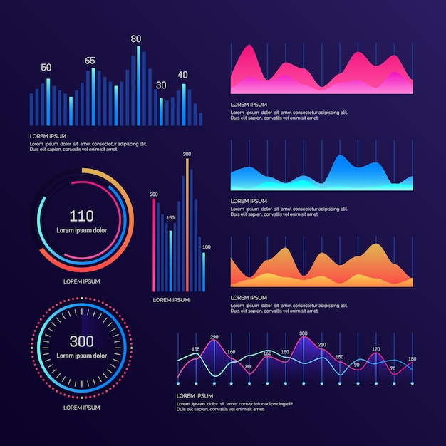 Kostenloser Vektor dashboard-elementsatzvorlage